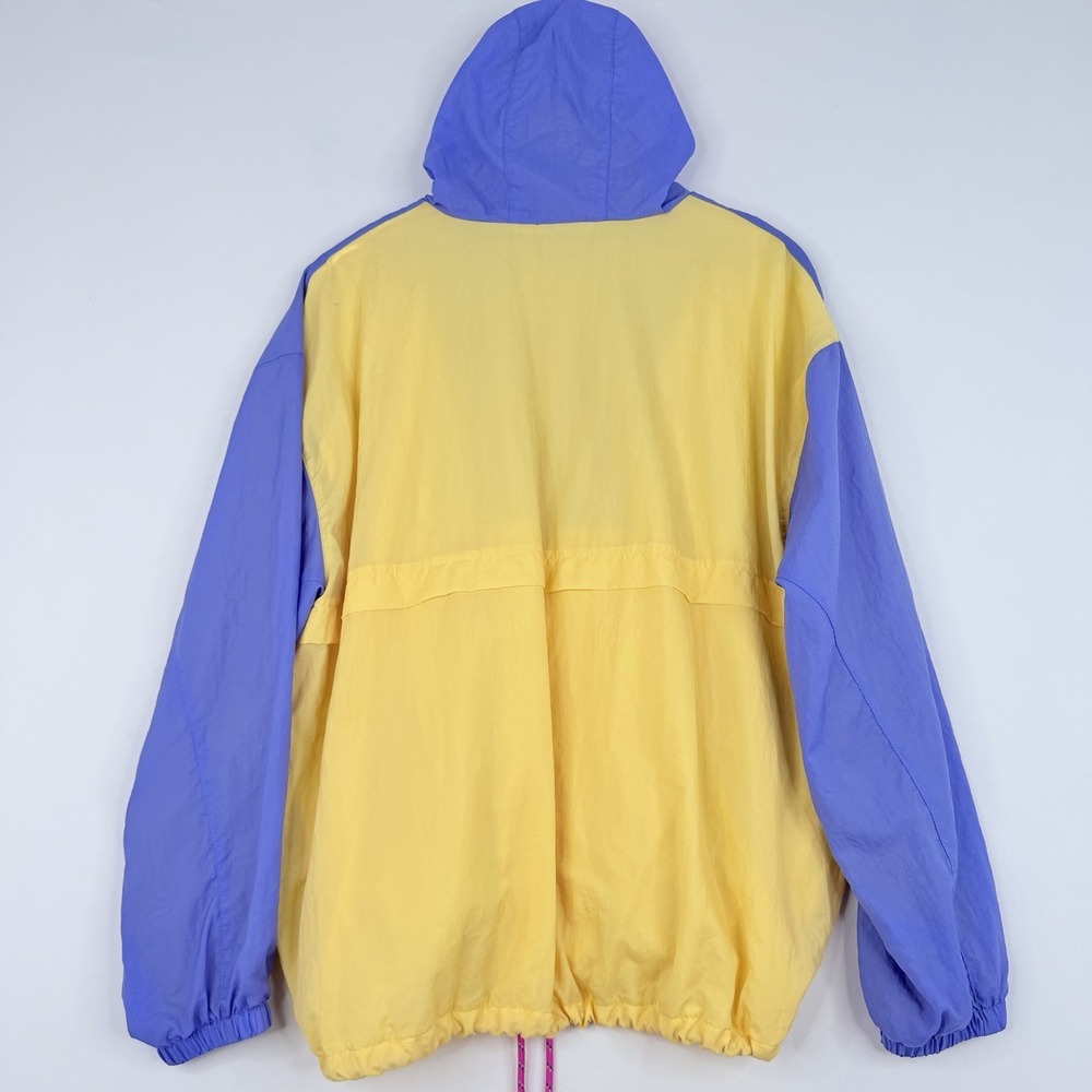 Nike Windbreaker Jacket Colorblock Purple Yellow Retro Sporty Hooded SZ-Large - Picture 12 of 14